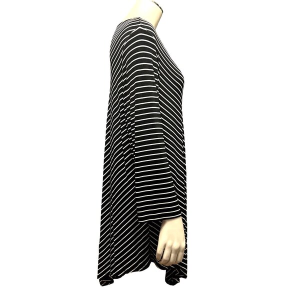 Chicos Black White Striped Asymmetrical Long Sleeve Tunic Dress Modern Chic Size - Picture 4 of 11